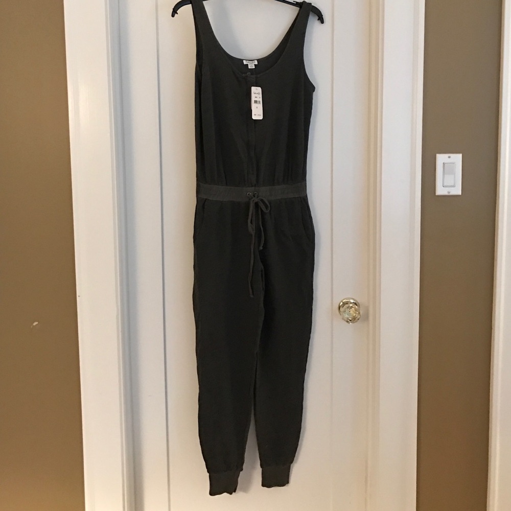 Splendid Charcoal Grey Soft Terry Jumpsuit one-piece Tracksuit Size S